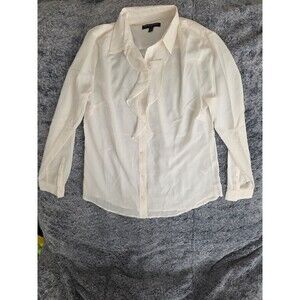 Banana Republic Drapey Ruffled Sheer Long Sleeve Top, Women's Small (Ivory)